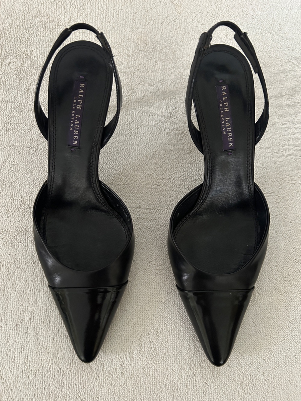 Ralph Lauren Black Pointed Toe Slingback Pumps